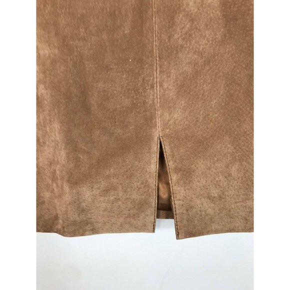BLANK NYC Juniors Jr. Double-Buckle Suede Coffee Brown Mini Skirt Sz 24,25,26 - Picture 3 of 6
